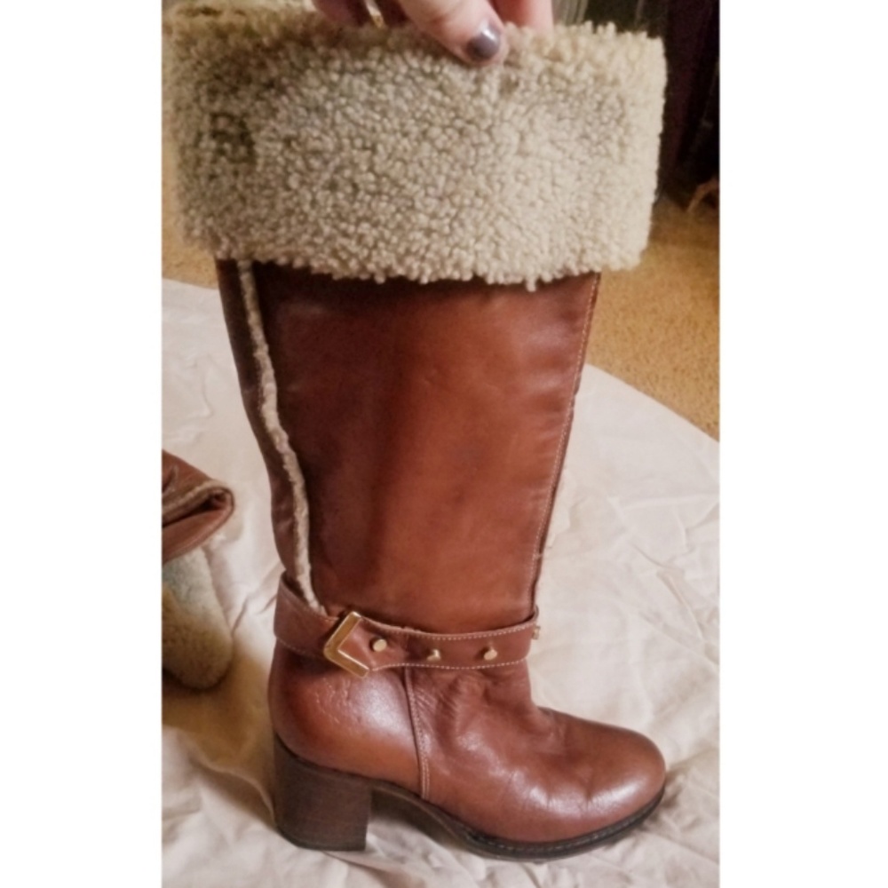 Napoleoni leather & fleece knee boots size 7.5